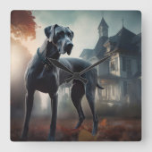 Great Dane Halloween Verschrikkelijk Vierkante Klok (Voorkant)