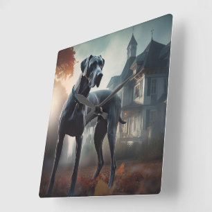 Great Dane Halloween Verschrikkelijk Vierkante Klok