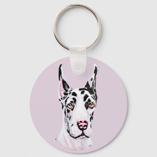 Great Dane Harle Cropped Puppy Sleutelhanger (Voorkant)
