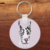 Great Dane Harle Cropped Puppy Sleutelhanger (Voorkant)