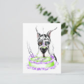 Great Dane Harlequin Birthday Cake Briefkaart (Staand voorkant)