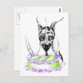 Great Dane Harlequin Birthday Cake Briefkaart (Voorkant / Achterkant)