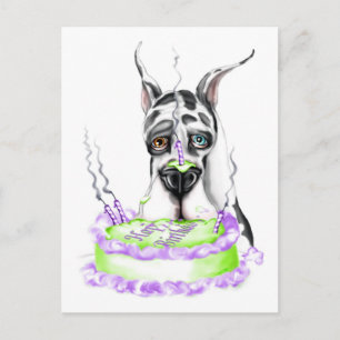 Great Dane Harlequin Birthday Cake Briefkaart
