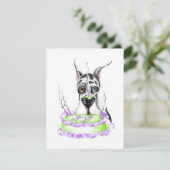 Great Dane Harlequin Birthday Cake Kaart (Staand voorkant)