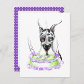 Great Dane Harlequin Birthday Cake Kaart (Voorkant / Achterkant)