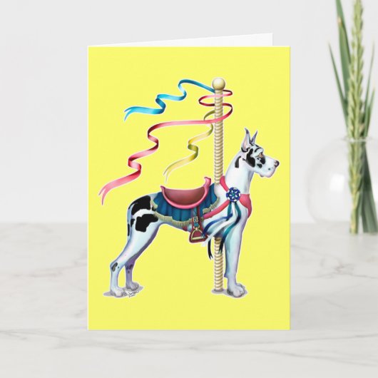 Great Dane Harlequin Carousel - Gepersonaliseerd Kaart (Voorkant)