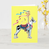 Great Dane Harlequin Carousel - Gepersonaliseerd Kaart (Gele Bloem)