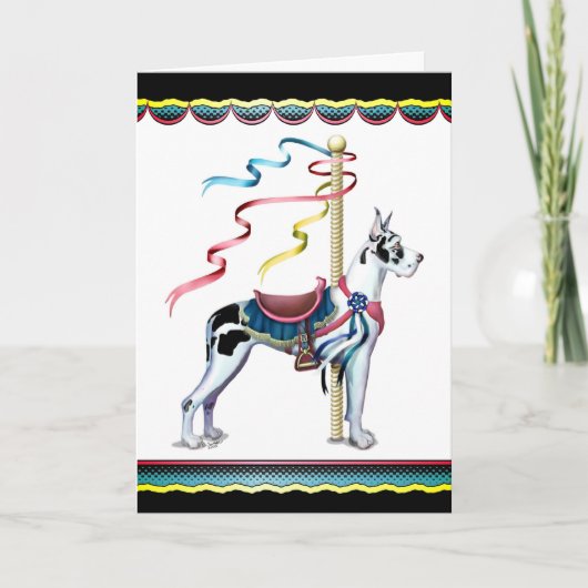 Great Dane Harlequin Carousel - Gepersonaliseerd Kaart (Voorkant)