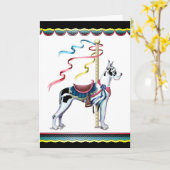 Great Dane Harlequin Carousel - Gepersonaliseerd Kaart (Gele Bloem)