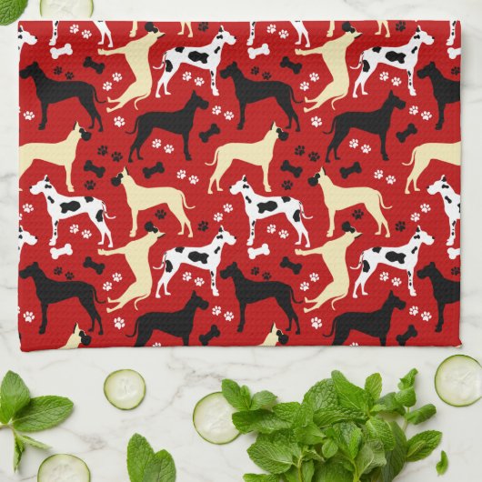 Great Dane Harlequin Fawn Black Danes Theedoek (Gevouwen)