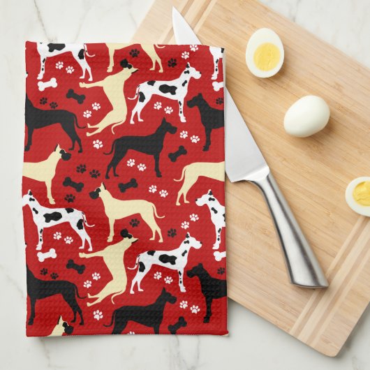 Great Dane Harlequin Fawn Black Danes Theedoek (Quarter Fold)