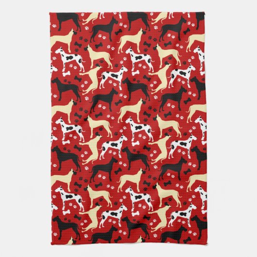 Great Dane Harlequin Fawn Black Danes Theedoek (Verticaal)