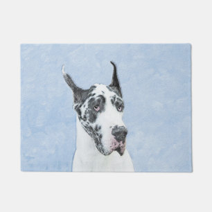 Great Dane (Harlequin) Painting - Original Dog Art Deurmat
