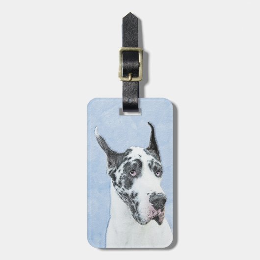 Great Dane (Harlequin) schilderen - Oorspronkelijk Bagagelabel (Voorkant verticaal)