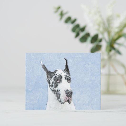 Great Dane (Harlequin) schilderen - Oorspronkelijk Briefkaart (Staand voorkant)