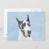 Great Dane (Harlequin) schilderen - Oorspronkelijk Briefkaart (Voorkant / Achterkant)