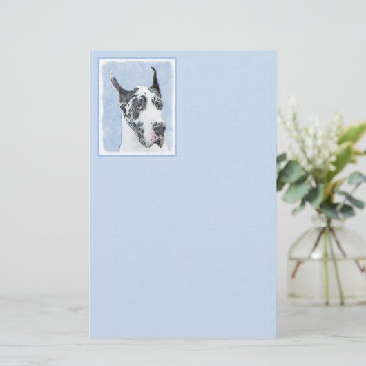 Great Dane (Harlequin) schilderen - Oorspronkelijk Briefpapier (Staand voorkant)