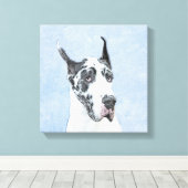 Great Dane (Harlequin) schilderen - Oorspronkelijk Canvas Afdruk (Insitu (Houten vloer))