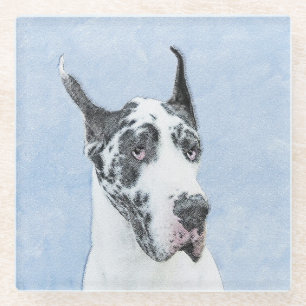 Great Dane (Harlequin) schilderen - Oorspronkelijk Glazen Onderzetter