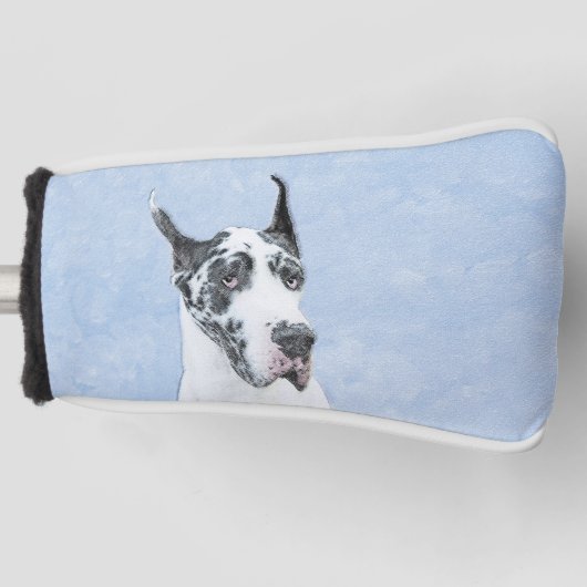 Great Dane (Harlequin) schilderen - Oorspronkelijk Golfheadcover (Voorkant)