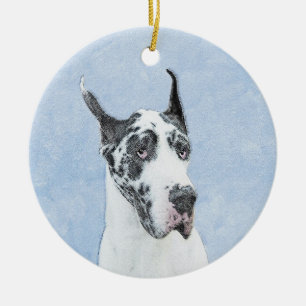 Great Dane (Harlequin) schilderen - Oorspronkelijk Keramisch Ornament