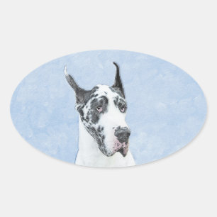 Great Dane (Harlequin) schilderen - Oorspronkelijk Ovale Sticker