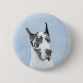 Great Dane (Harlequin) schilderen - Oorspronkelijk Ronde Button 5,7 Cm (Voorkant)