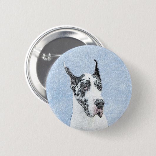 Great Dane (Harlequin) schilderen - Oorspronkelijk Ronde Button 5,7 Cm (Voorkant /achterkant)
