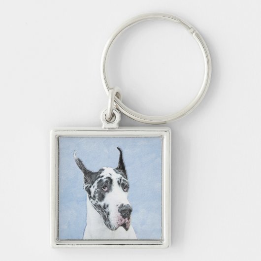 Great Dane (Harlequin) schilderen - Oorspronkelijk Sleutelhanger (Voorkant)