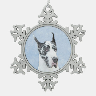 Great Dane (Harlequin) schilderen - Oorspronkelijk Tin Sneeuwvlok Ornament