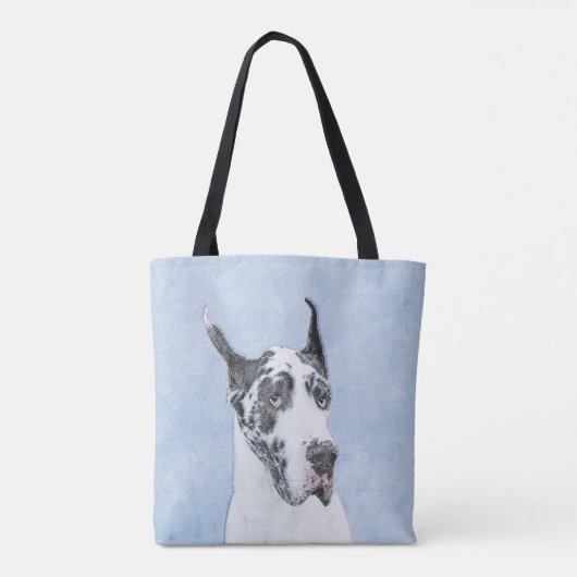 Great Dane (Harlequin) schilderen - Oorspronkelijk Tote Bag (Achterkant)