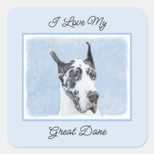 Great Dane (Harlequin) schilderen - Oorspronkelijk Vierkante Sticker