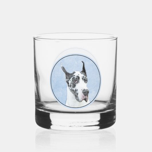 Great Dane (Harlequin) schilderen - Oorspronkelijk Whisky Glas (Voorkant)