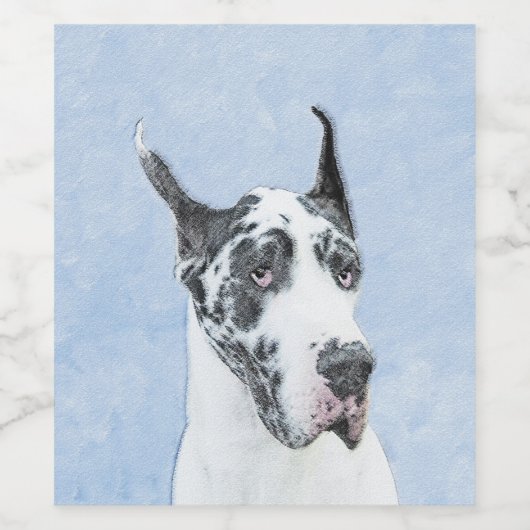 Great Dane (Harlequin) schilderen - Oorspronkelijk Wijn Etiket (Enkel label)
