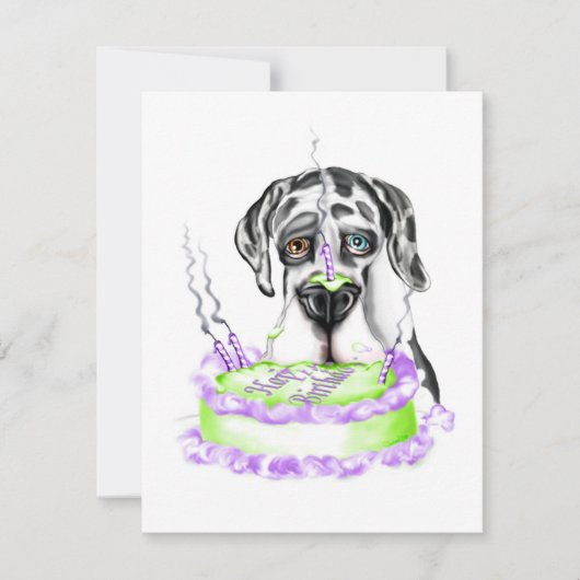 Great Dane Harlequin UC Birthday Cake Kaart (Voorkant)