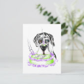 Great Dane Harlequin UC Birthday Cake Kaart (Staand voorkant)
