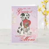 Great Dane Heart Mam Kaart (Gele Bloem)