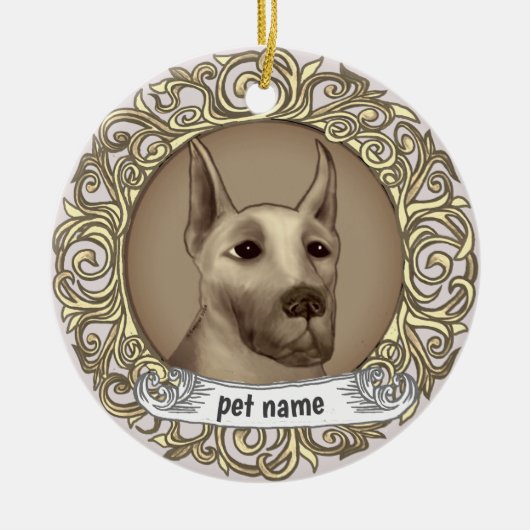Great Dane-herinneringsornament Keramisch Ornament (Voorkant)