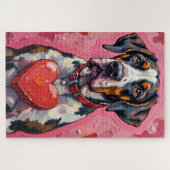 Great Dane Hiding Behind Valentine Candy Box Legpuzzel (Horizontaal)