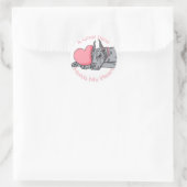 Great Dane Holds Heart Blue Ronde Sticker (Tas)
