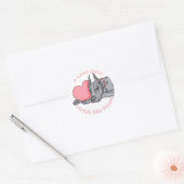 Great Dane Holds Heart Blue Ronde Sticker (Envelop)