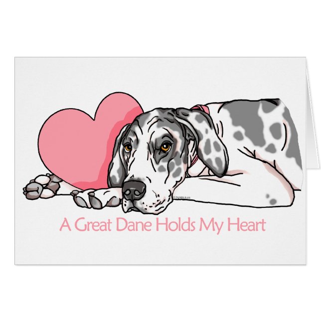 Great Dane Holds Heart Harlequin UC (Voorkant Horizontaal)