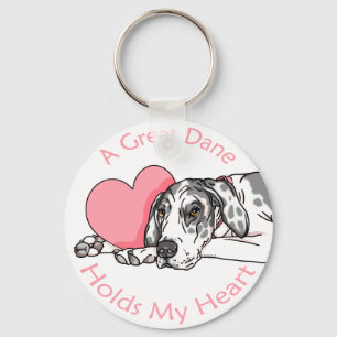 Great Dane Holds Heart Harlequin UC Sleutelhanger