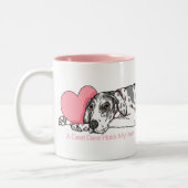Great Dane Holds Heart Harlequin UC Tweekleurige Koffiemok (Links)