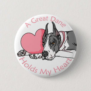 Great Dane Holds Heart Mantle Ronde Button 5,7 Cm