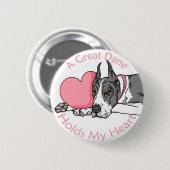 Great Dane Holds Heart Mantle Ronde Button 5,7 Cm (Voorkant /achterkant)