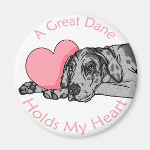 Great Dane Holds Heart Merle UC Magneet