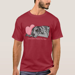 Great Dane Holds Heart Merle UC T-shirt