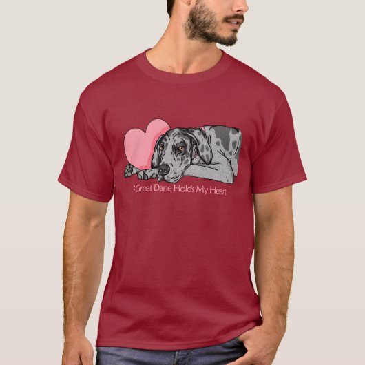 Great Dane Holds Heart Merle UC T-shirt (Voorkant)