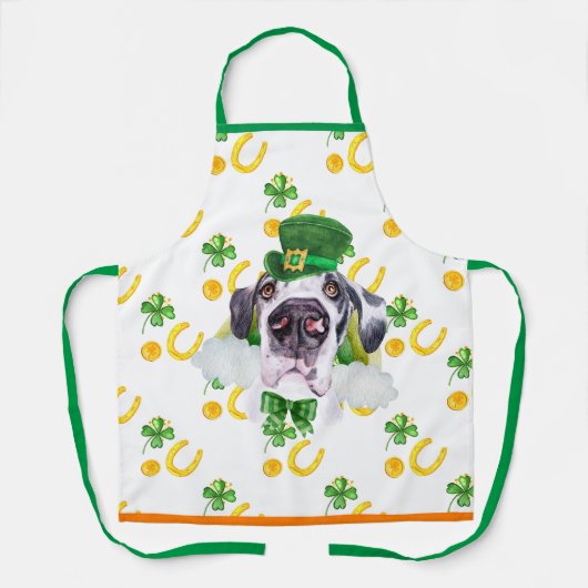 Great Dane Holiday Home Decor St Patrick's Day Dog Schort (Voorkant)